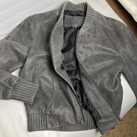 Vintage Cigno Nero Leather Suede Zip Up Jacket Gray Size Small - Picture 10 of 15